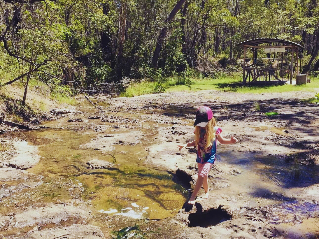 A serene regular campsite featuring a caravan and tent setup, offering a peaceful bush camping experience in Childers.
